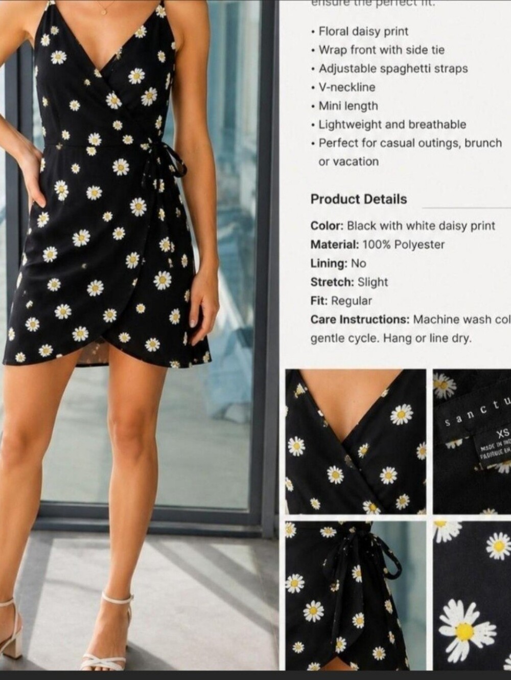 Sanctuary Daisy Print Wrap Coquette,casual Chic Soft Girl Dress – XS 🌼